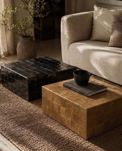 Moroccan Square Coffee Table | Handmade Zellige Mosaic Tile | Unique Boho Statement Piece