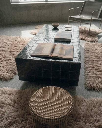 Rectangular Zellige Coffee Table | Large Living Room Mosaic Table | Handmade Moroccan Tile Centerpiece