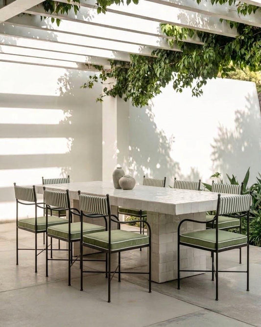 Rectangular Zellige Dining Table | Fully Tiled Handmade Moroccan Mosaic | Custom Size & Color