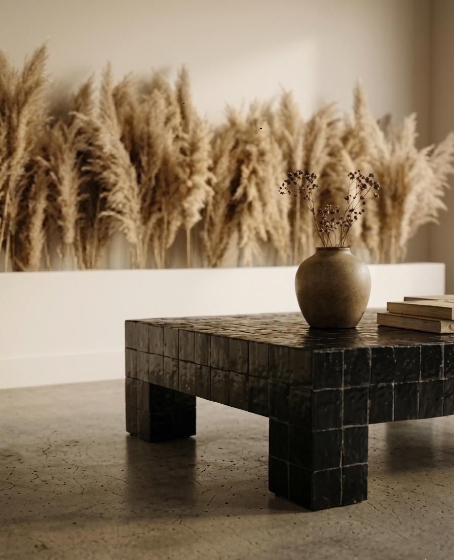 Handcrafted Moroccan Zellige Coffee Table –  Clay Tile, Customizable Size