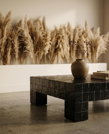 Handcrafted Moroccan Zellige Coffee Table –  Clay Tile, Customizable Size