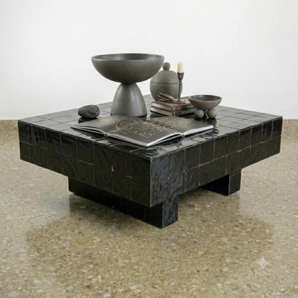 Handmade Moroccan Zellige Coffee Table | Mosaic Tile Table Customizable Home Decor