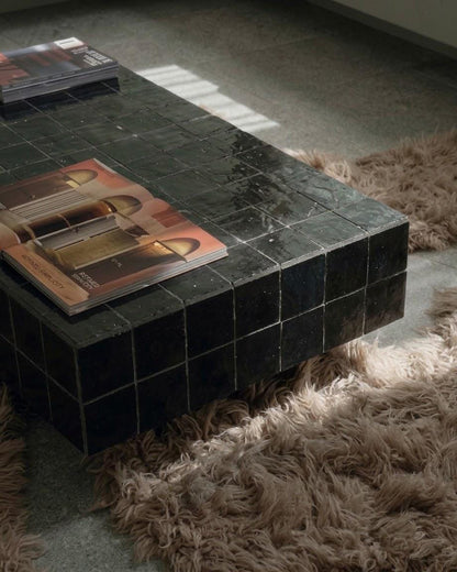 Rectangular Zellige Coffee Table | Southwestern Moroccan Tile Table | Terracotta & Geometric Design