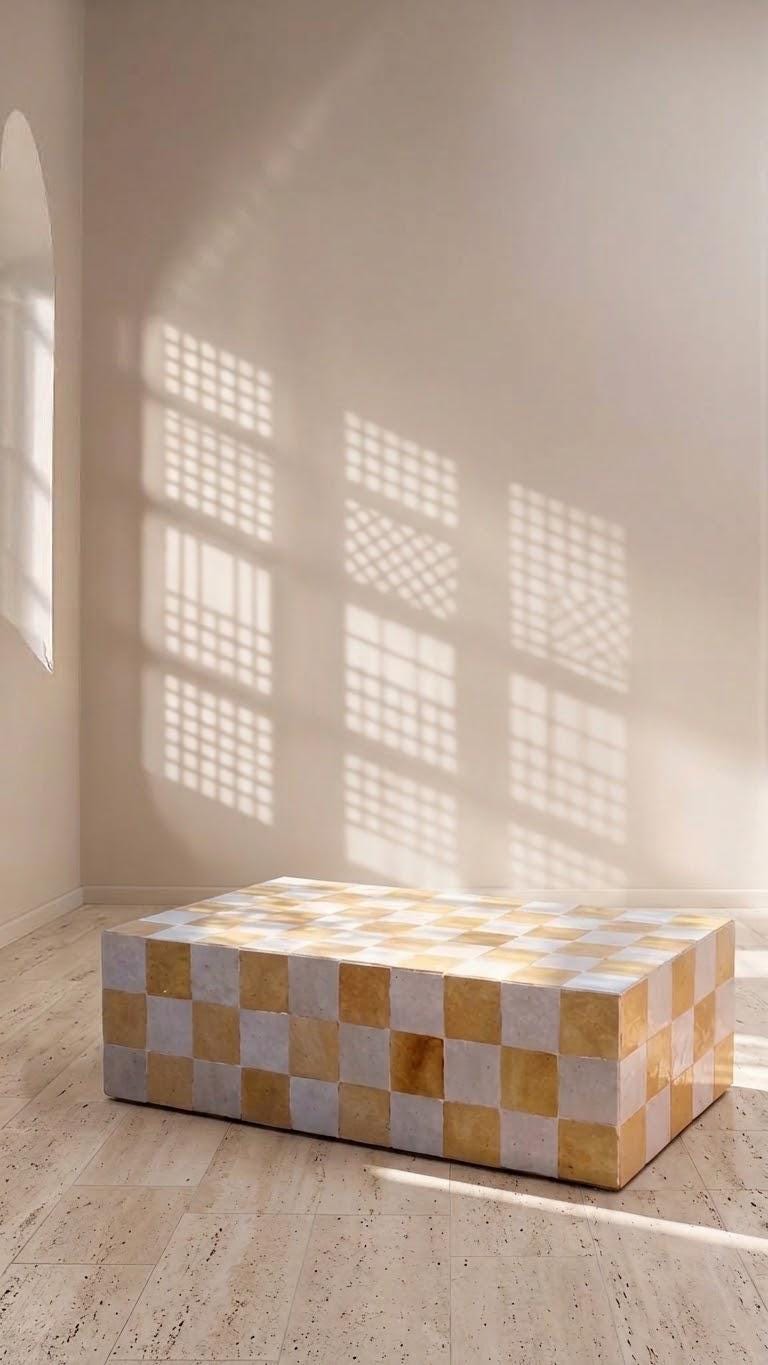 Moroccan Mosaic Tile Table | Handmade Zellige Coffee Table | Unique Rectangular Statement Piece