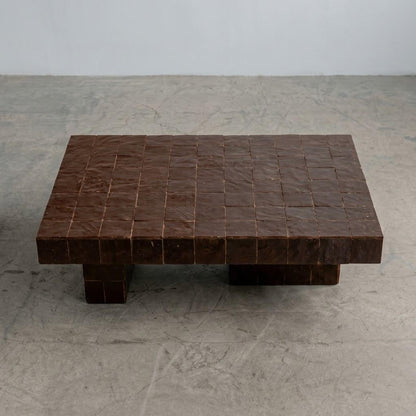 Handmade Moroccan Zellige Coffee Table: Seamless Tile Plinth, Custom Sizing