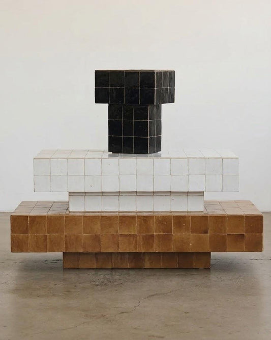 Rectangular Zellige Coffee Table | Large Living Room Mosaic Table | Handmade Moroccan Tile Centerpiece