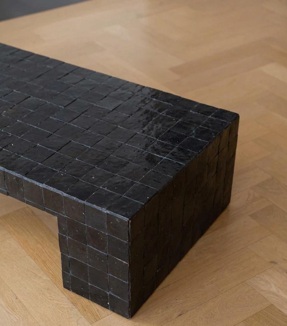 Handmade Moroccan Zellige Coffee Table | Seamless Tile Plinth, Custom Sizing