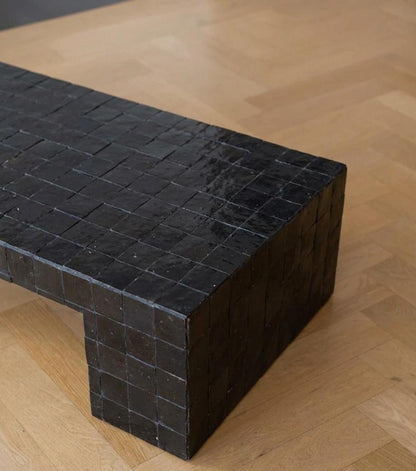Handmade Moroccan Zellige Coffee Table | Seamless Tile Plinth, Custom Sizing