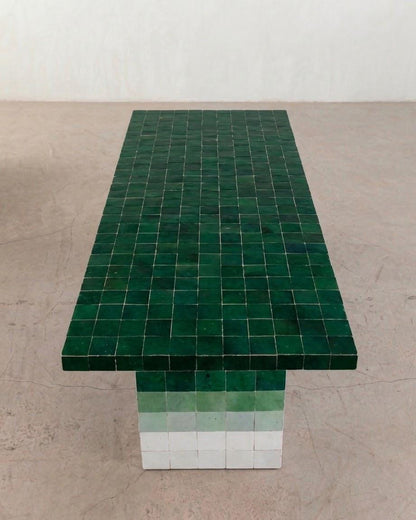 Rectangular Zellige Dining Table | Handmade Moroccan Mosaic Tile | Custom Size & Color