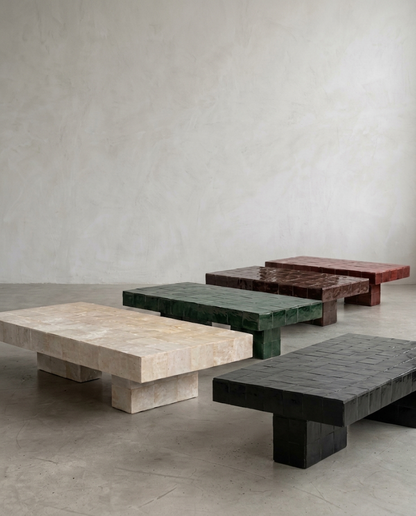 Handmade Moroccan Zellige Coffee Table | Seamless Tile Plinth, Custom Sizing