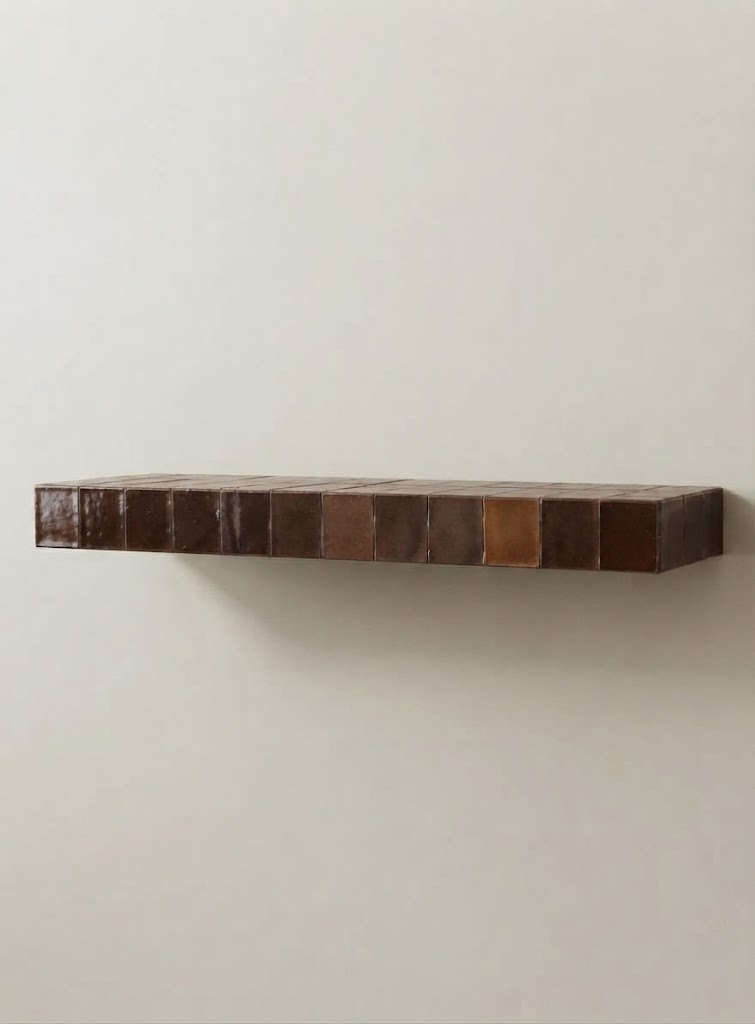 Handmade Zellige Floating Shelf, Moroccan Tile Wall Ledge, Made to Order