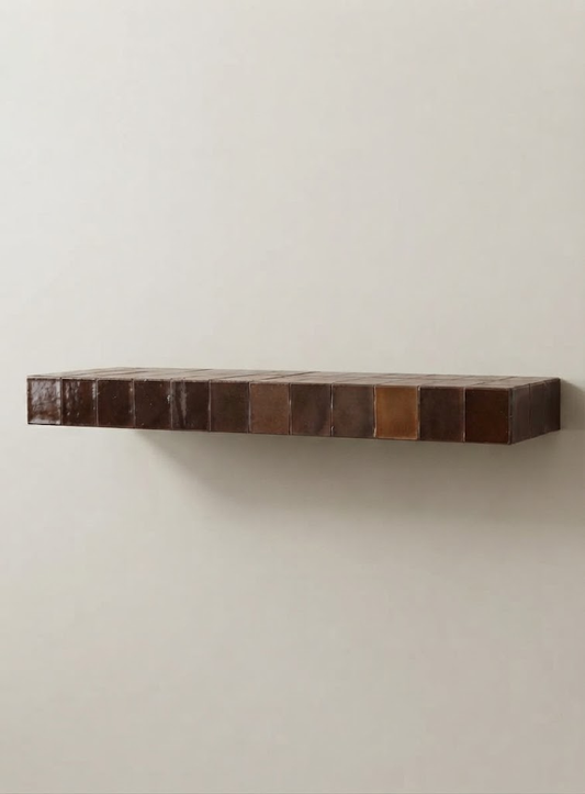 Handmade Zellige Floating Shelf, Moroccan Tile Wall Ledge, Made to Order