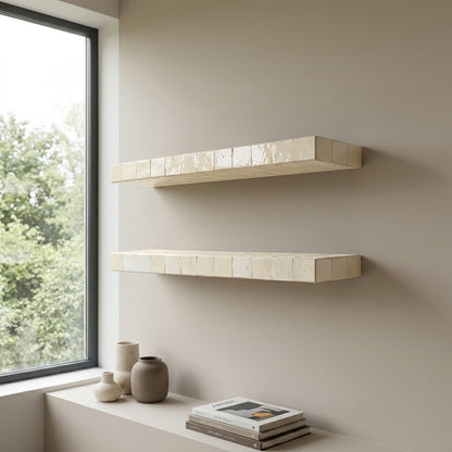 Zellige Floating Shelf, Handmade Moroccan Tile Wall Shelf with Hidden Bracket