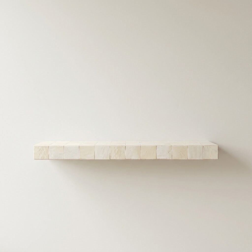 Zellige Floating Shelf, Handmade Moroccan Tile Wall Shelf with Hidden Bracket